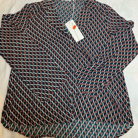 Tops - Lush Womens  blouse With Triangles Red White Black Size S‎